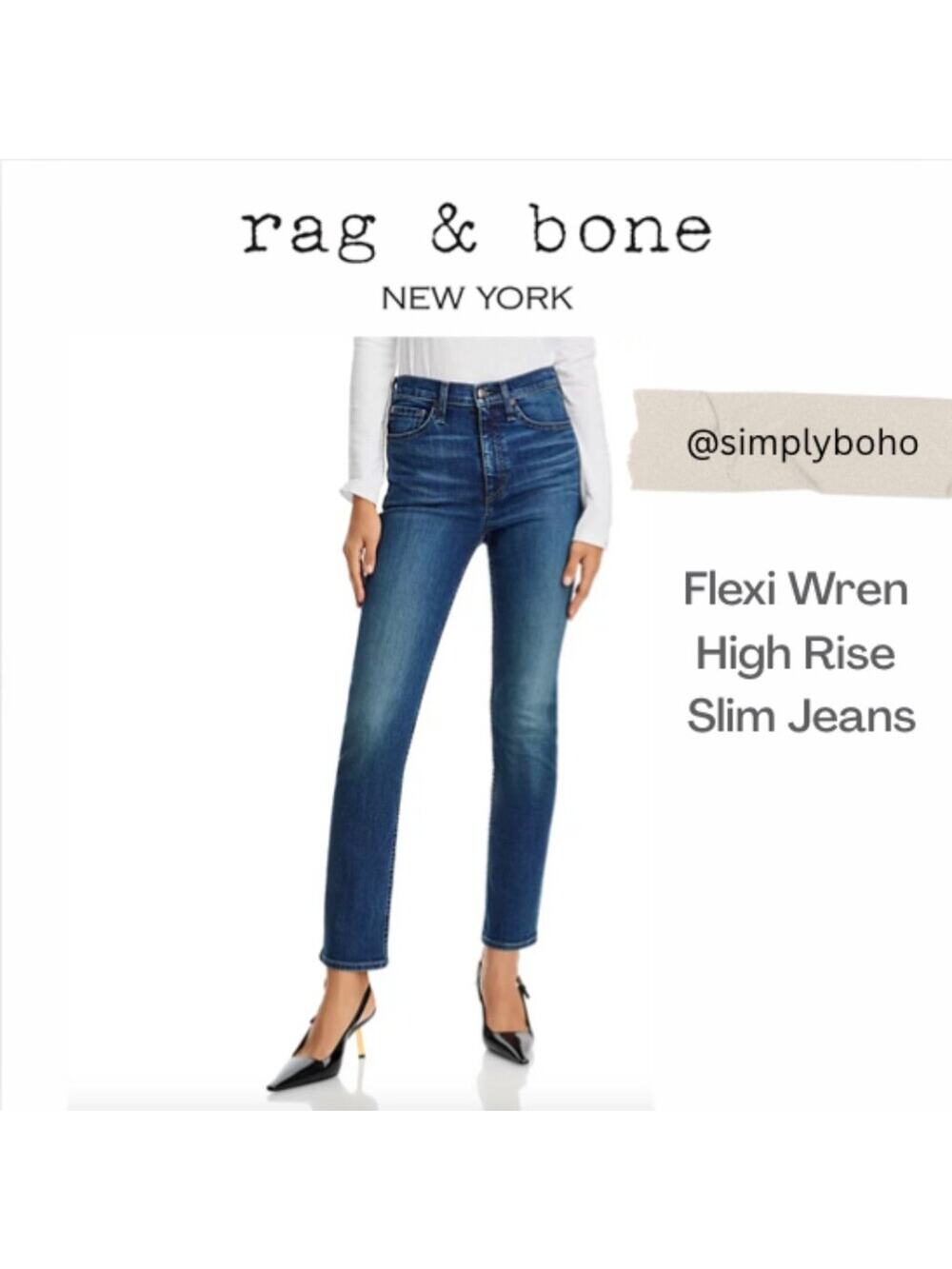 rag & bone Flexi Wren High Rise Slim Jeans in Ella - SIZE 34
